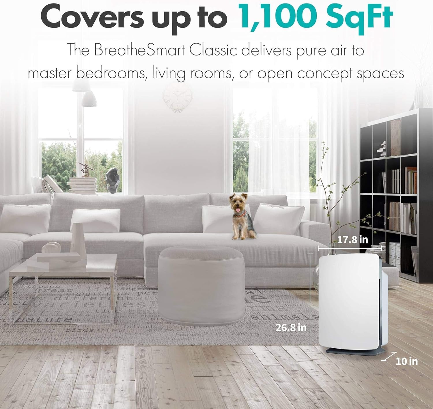 Breathesmart Customizable Air Purifier with Hepa-Freshplus Filter for Allergies, Chemicals, and Cooking Odors (White, Freshplus, 1-Pack)