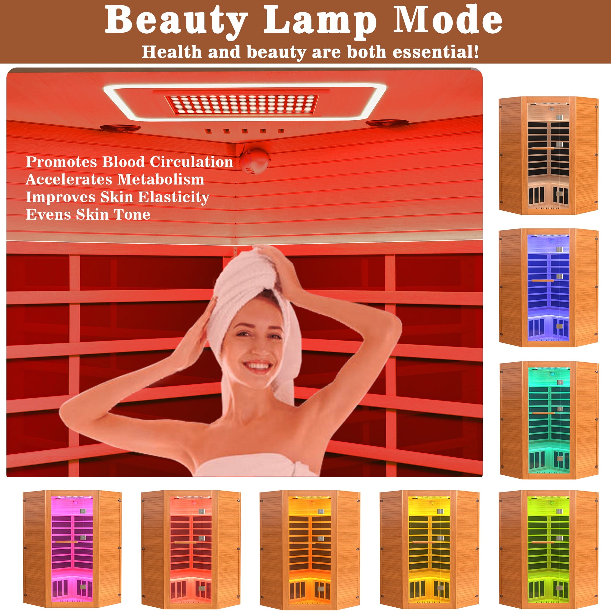 Multifunctional Sauna for 2-3 Persons, 2180W Far Infrared Sauna for Home Use with 7-Color LED Light & Beauty Lamp, Oxygen Bar, Dual Speakers, 360°Heating Technology